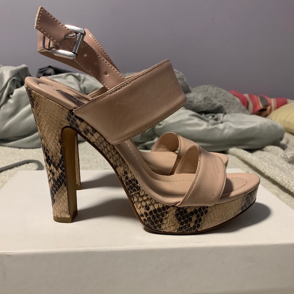 Blush snake print heels